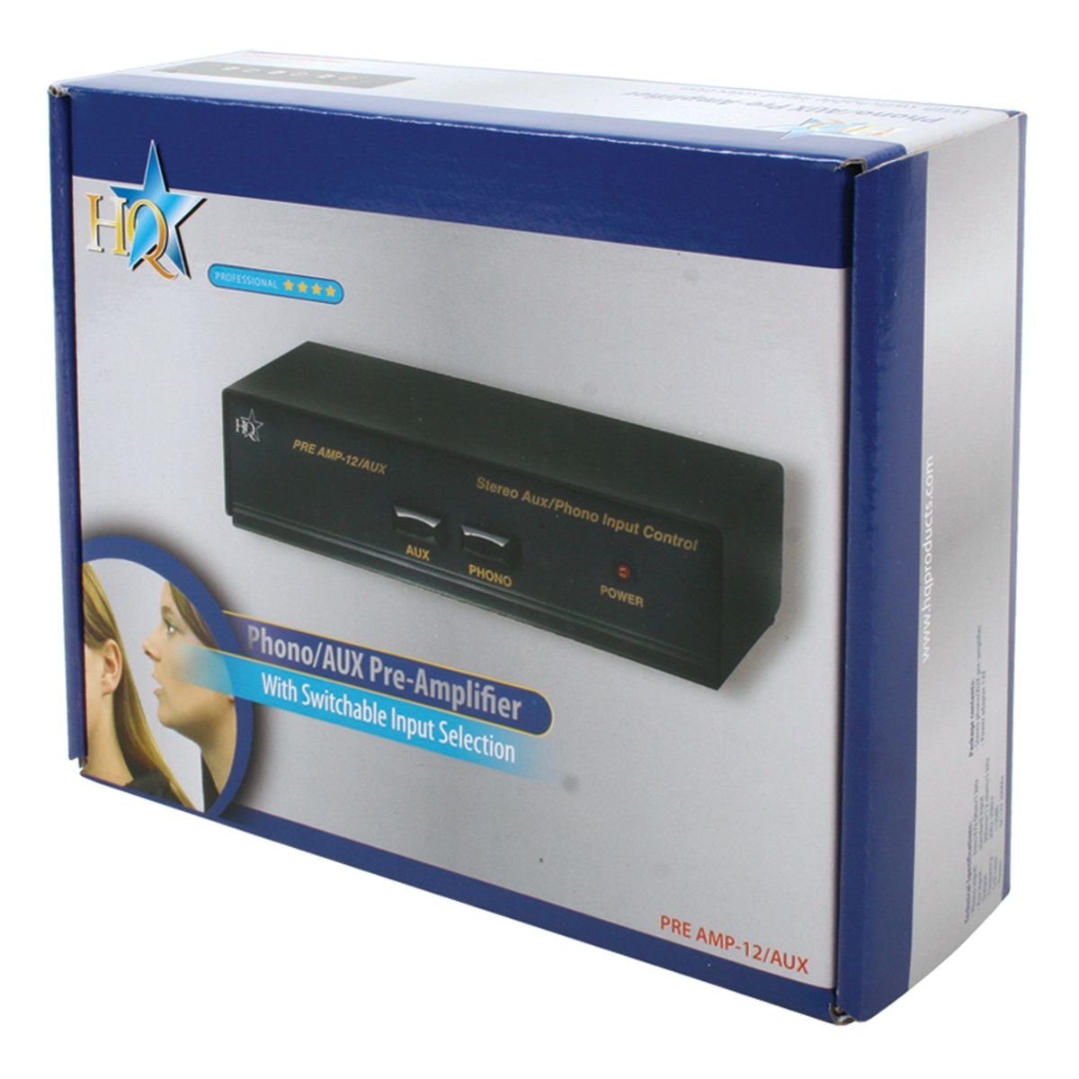 HQ PRE AMP-12/AUX Pre-amplificateur stéréo avec entrée Aux commutables