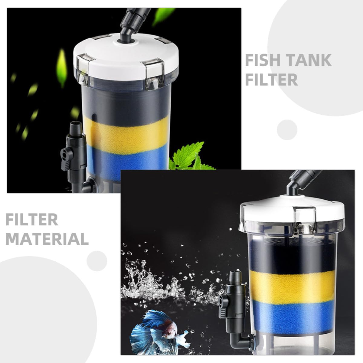 Toddmomy Leiser Externer Aquarienfilter mit Transparentem Kunststoff Eimer Rundes Design 16mm und Auslass für Aquarium und Front Grasbecken
