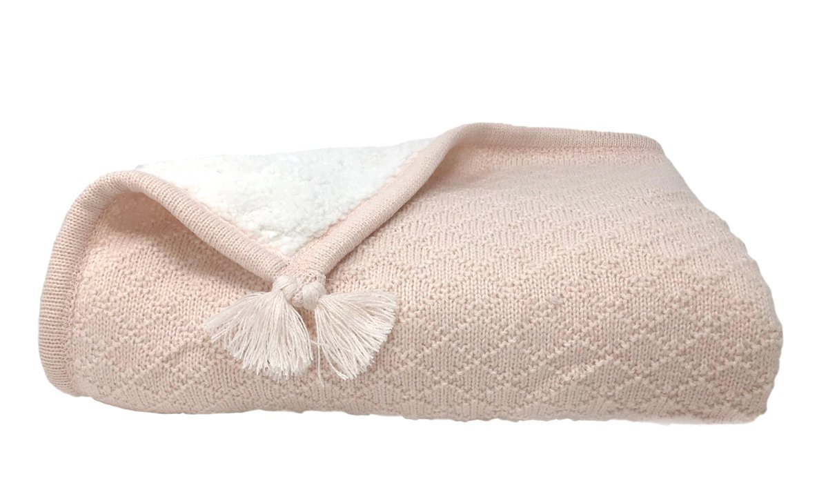 Coperta per Bebè in Sherpa a Maglia a trecce Knoten 30 "x40 (Rosa Petalo)