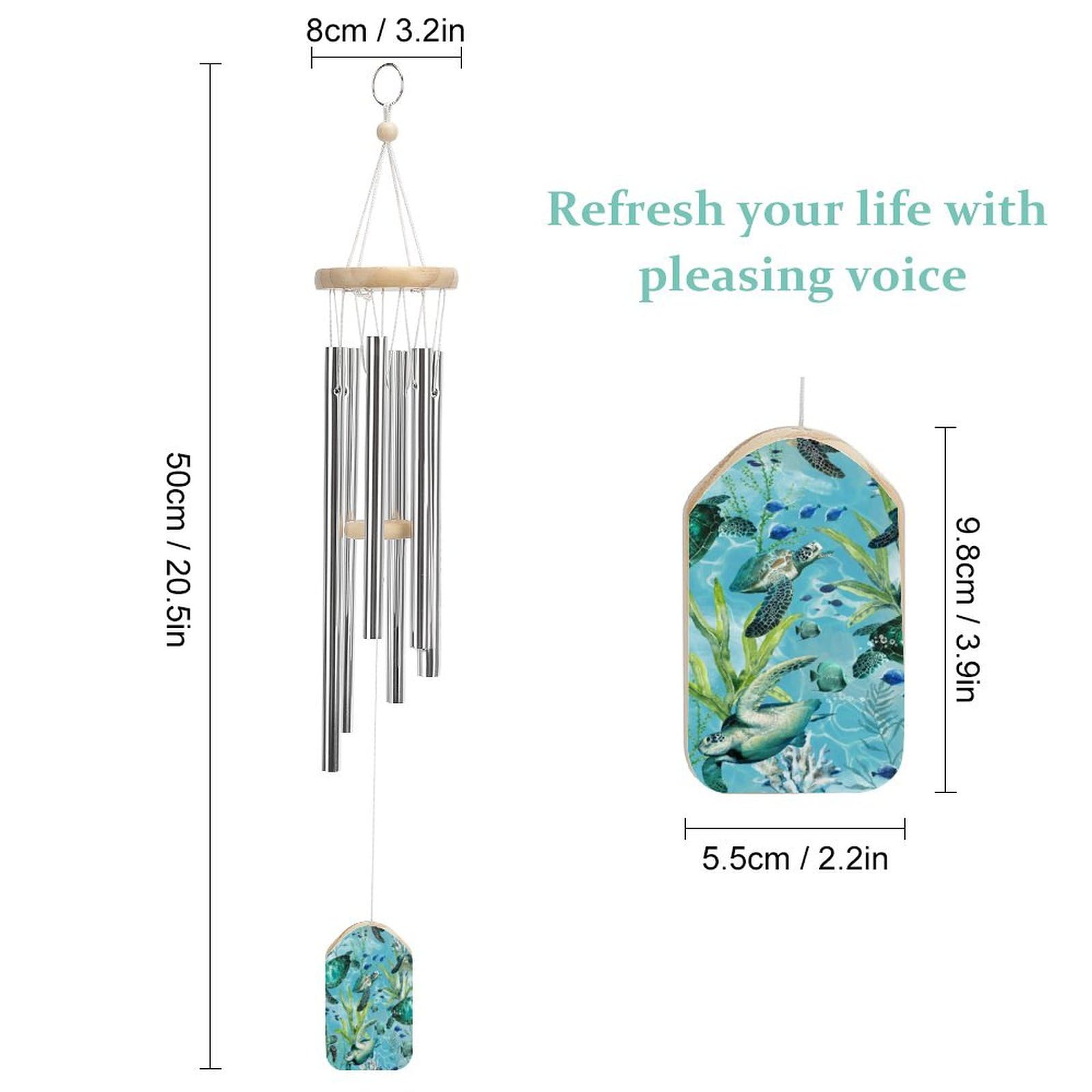 Outdoor Wind Chimes, Sea Turtle-Blue Printed Wind Chimes,Simple Wind Chimes,Curtain Wind Chimes for Home Decoration