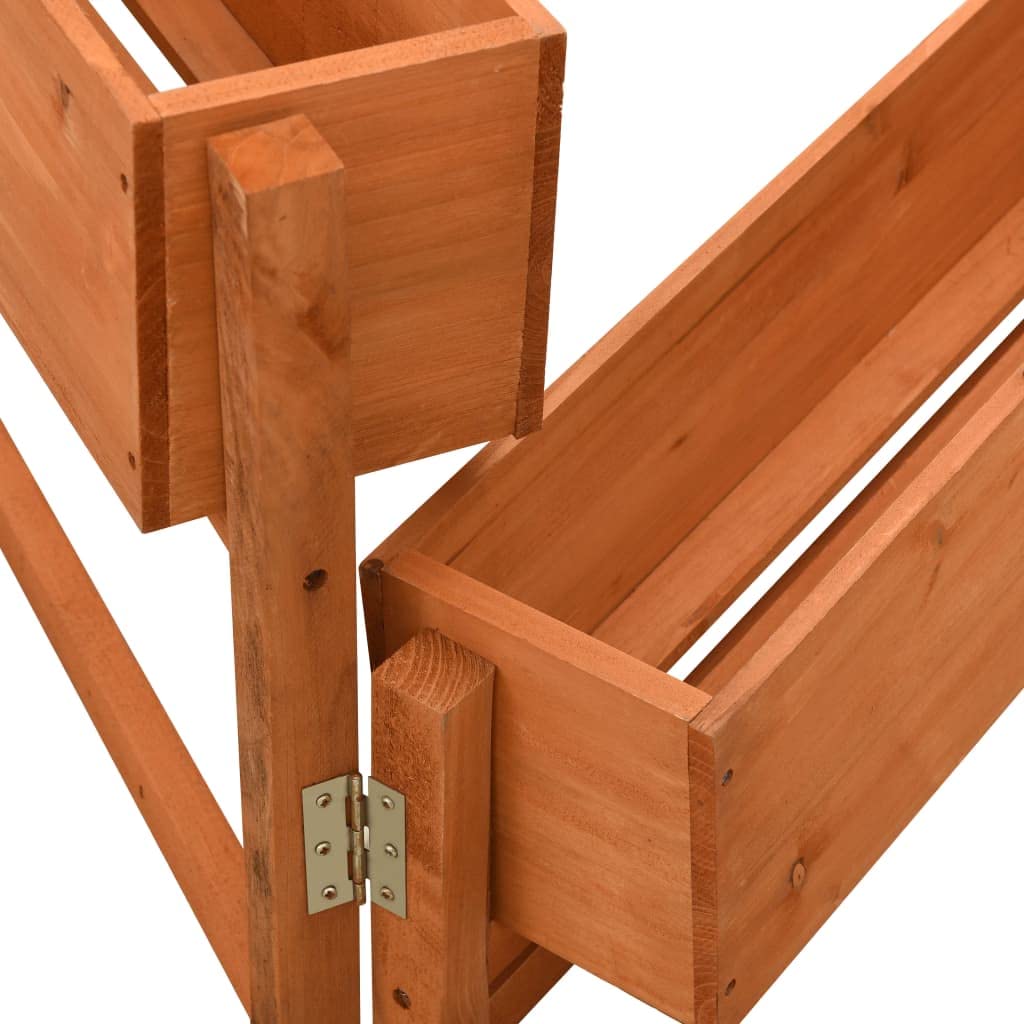 Pflanzkübel Klappbar aus Massivholz Tanne - 3-Stufige Pflanzentreppe für Garten Balkon und Terrasse - Blumenständer Outdoor Orange - 60x14x75 cm Pflanzgefäß für Blumen und Kräuter