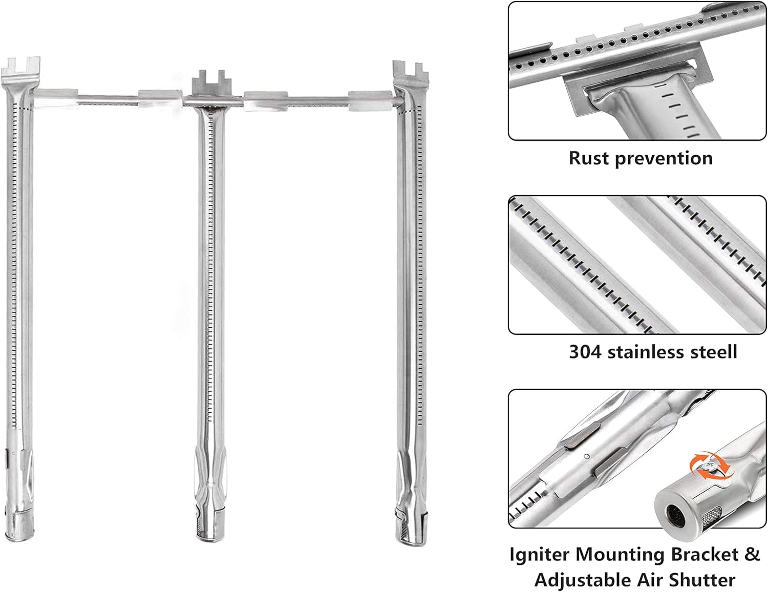 7636 Barras Flavorizer y 69787 Tubo quemador de acero inoxidable para Weber Spirit I & II 300 Series, Spirit E310 E320 E330 S310 S320 S330 (con controles montados frontales)