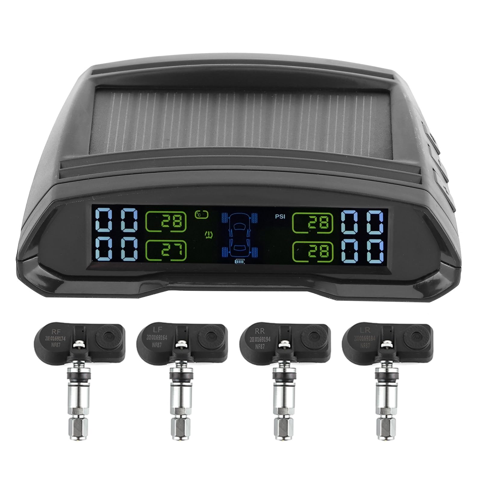 Terisass di monitoraggio della Pressione dei Pneumatici Wireless TPMS TPMS di Alimentazione Solare o USB con 4 sensori per la Pressione e la Temperatura del rimorchio Viaggio