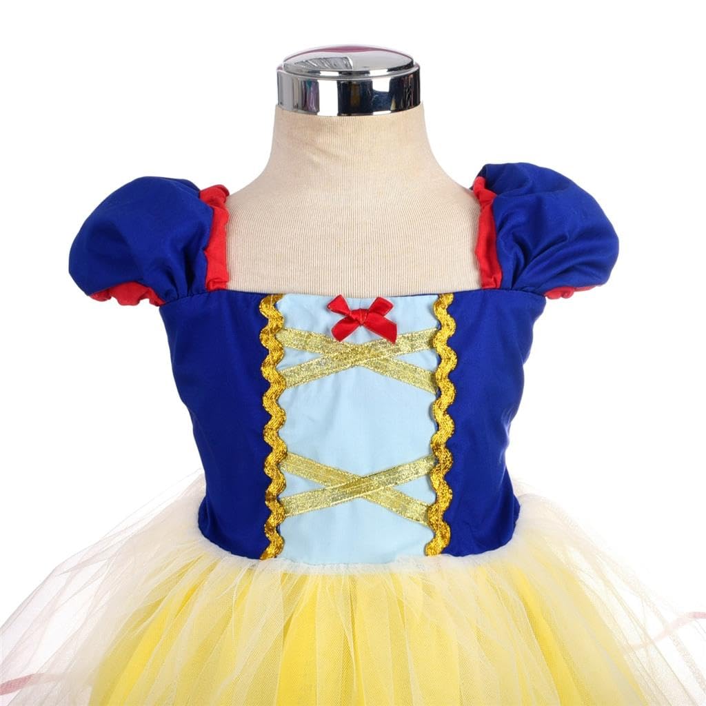Lito Angels Petite Fille Princesse Blanche Neige Cendrillon Ariel Raiponce Costume Déguisement Robe Anniversaire Noël Fête Carnaval Cosplay Habillée - 5