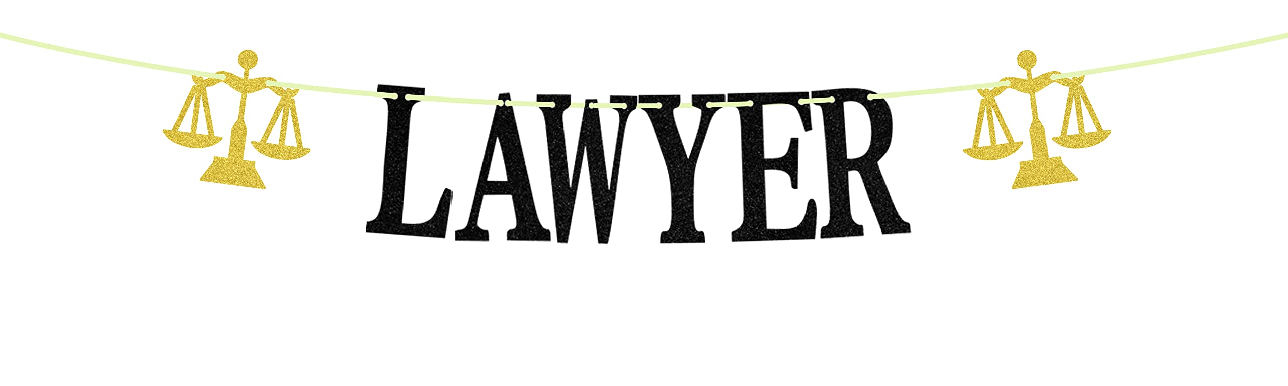 Glitter Lawyer Banner,Lawyer Graduation Party Decoration,Class of 2025 Law School Survivor Graduation Party Decorations Supplies Black Gold