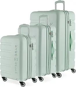 SwissGear 7366 Hardside Expandable Luggage with Spinner Wheels, Clearly Aqua, 3-Piece Set (19/23/27)