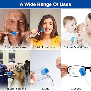 80 Stuks Mondverzorgingsstaafjes - Zachte Sponsstaafjes Voor Mondhygiëne - Blauw, Ideaal Voor Kinderen En Volwassenen