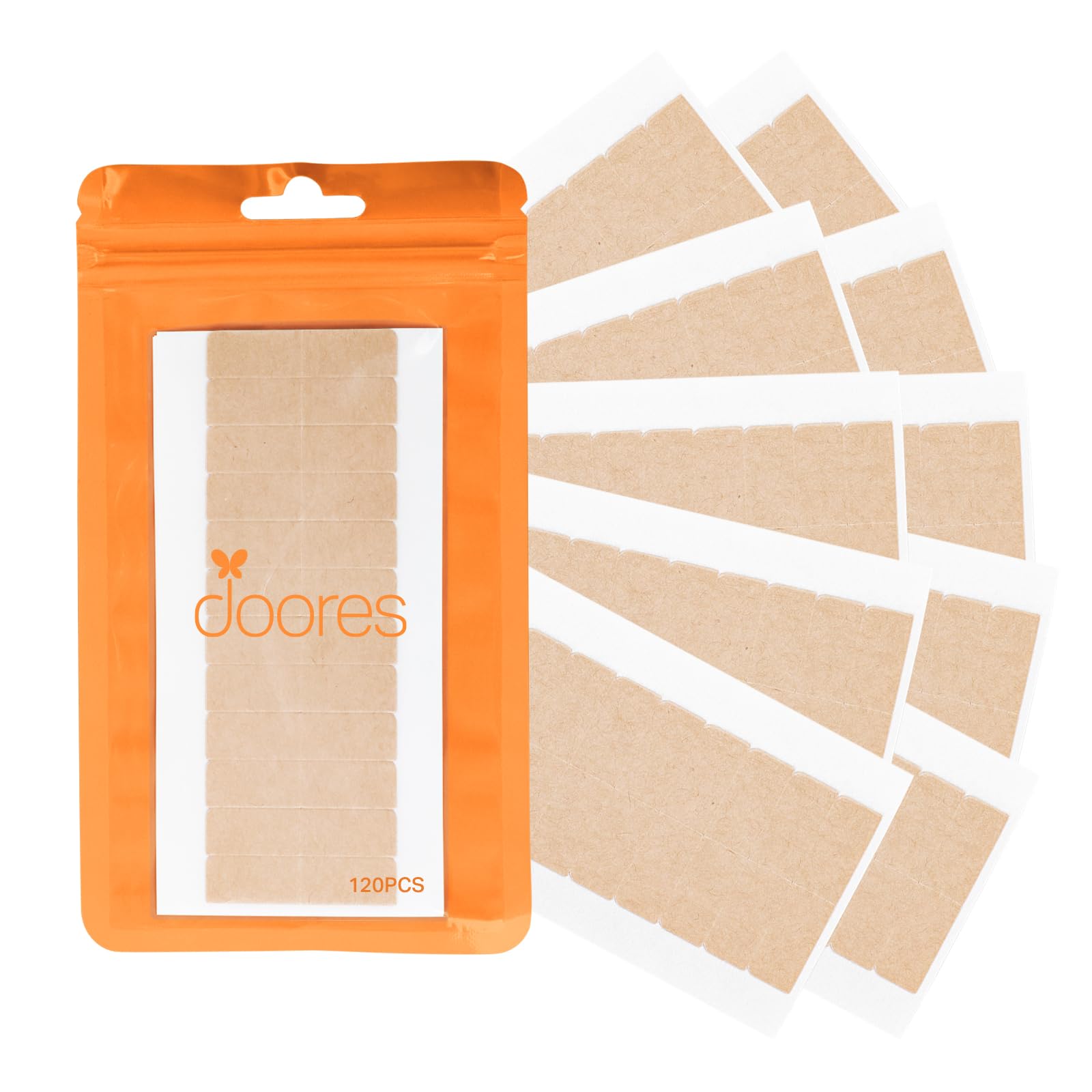 DOORES Hair Extension Tape, 120 Tabs Durable Double Sided Tapes for Hair Extensions, Invisible Tapes with Strong Hold & No Residue (4 x 0.8 cm/1.57 x