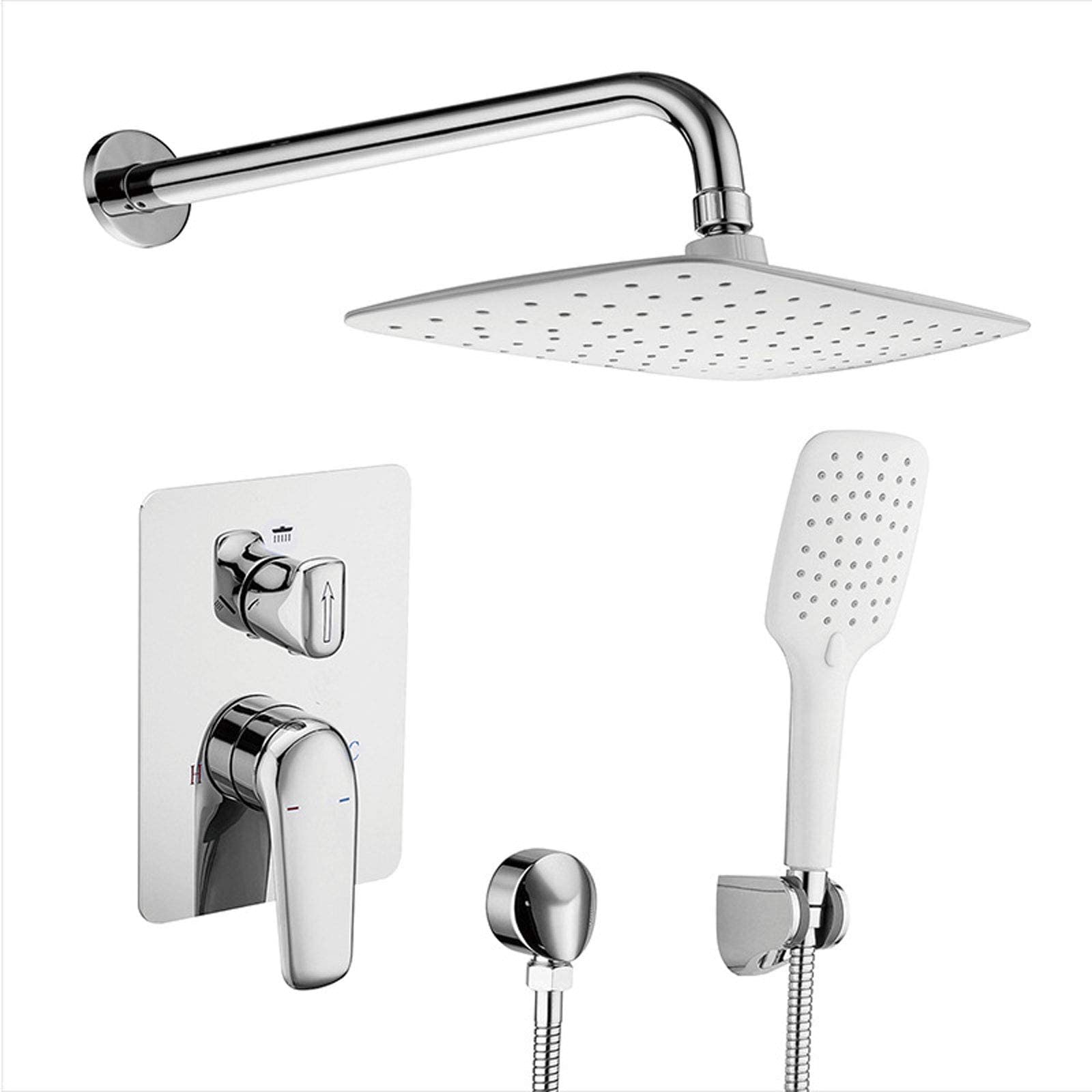 Système de douche chromé en laiton avec mitigeur de douche réglable moderne