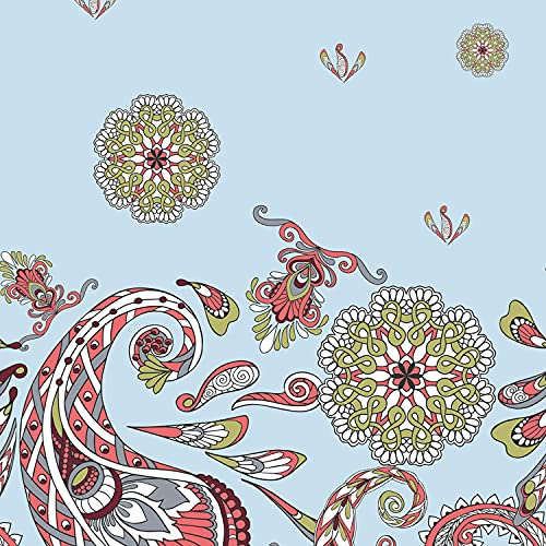 Image of SPACES Atrium 100% Cotton Soft Feel Skin Safe Breatheable Large Bedsheet with 2 Pillow Covers 274CMX274CM / 43CMX68CM Ornate - Delicate Blue