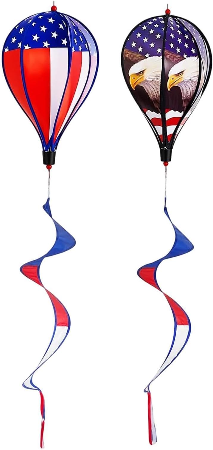 Wind Windmill for Garden | 2 Wind Mills Air Balloon - 109cm Outdoor Garden Rotating Decoration, for Porch Patio Window Tree Balcony 4th of July Independence Day Holiday