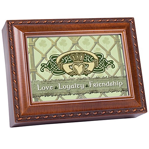 Cottage Garden Love Loyalty Woodgrain Music Box / Jewelry Box Plays Irish Lullaby