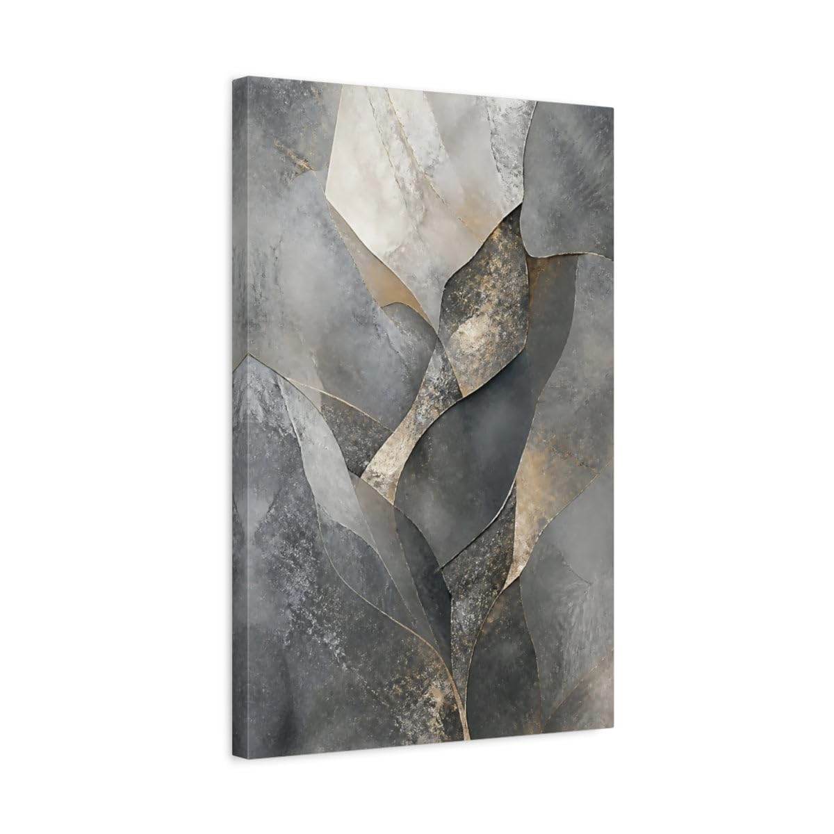 Tableau abstrait or et gris sur chassis premium de 3 cm - 8