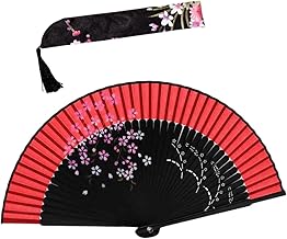 LABRIMP Leques Dobráveis De Mão Mini Ventilador De Mão Leque Dobrável De Seda Leque De Orientação Leque Dobrável De Flores Japonesas Leques De Casamento Leques De Mão Leque