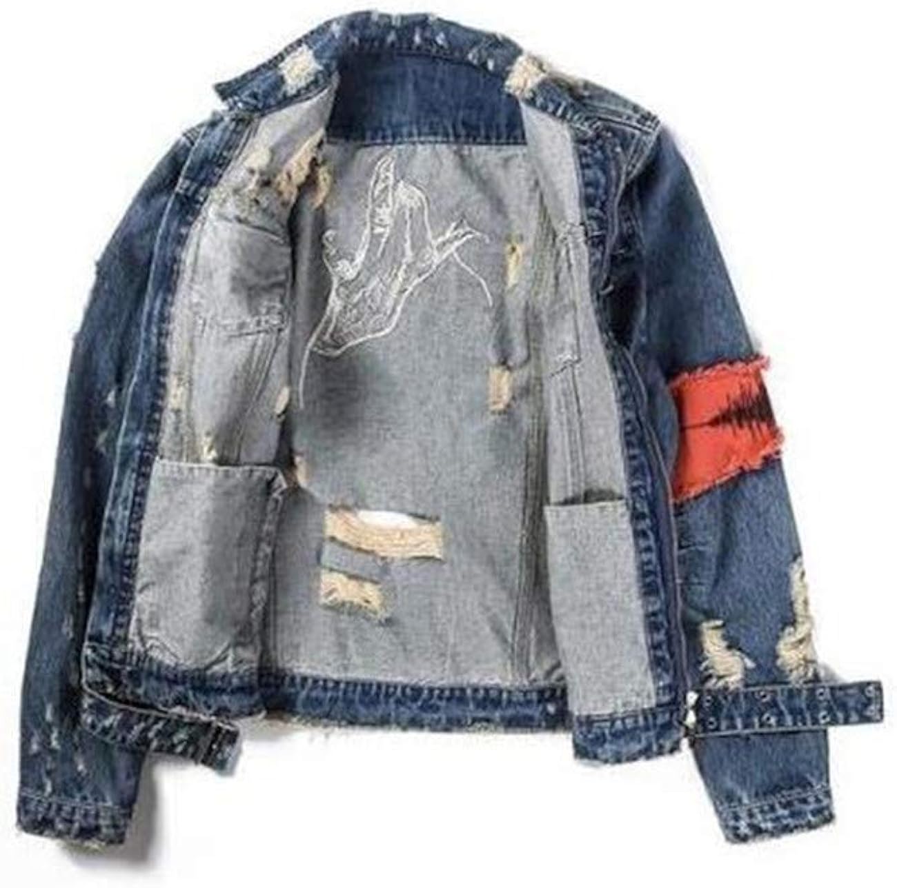 patchwork denim jacket mens