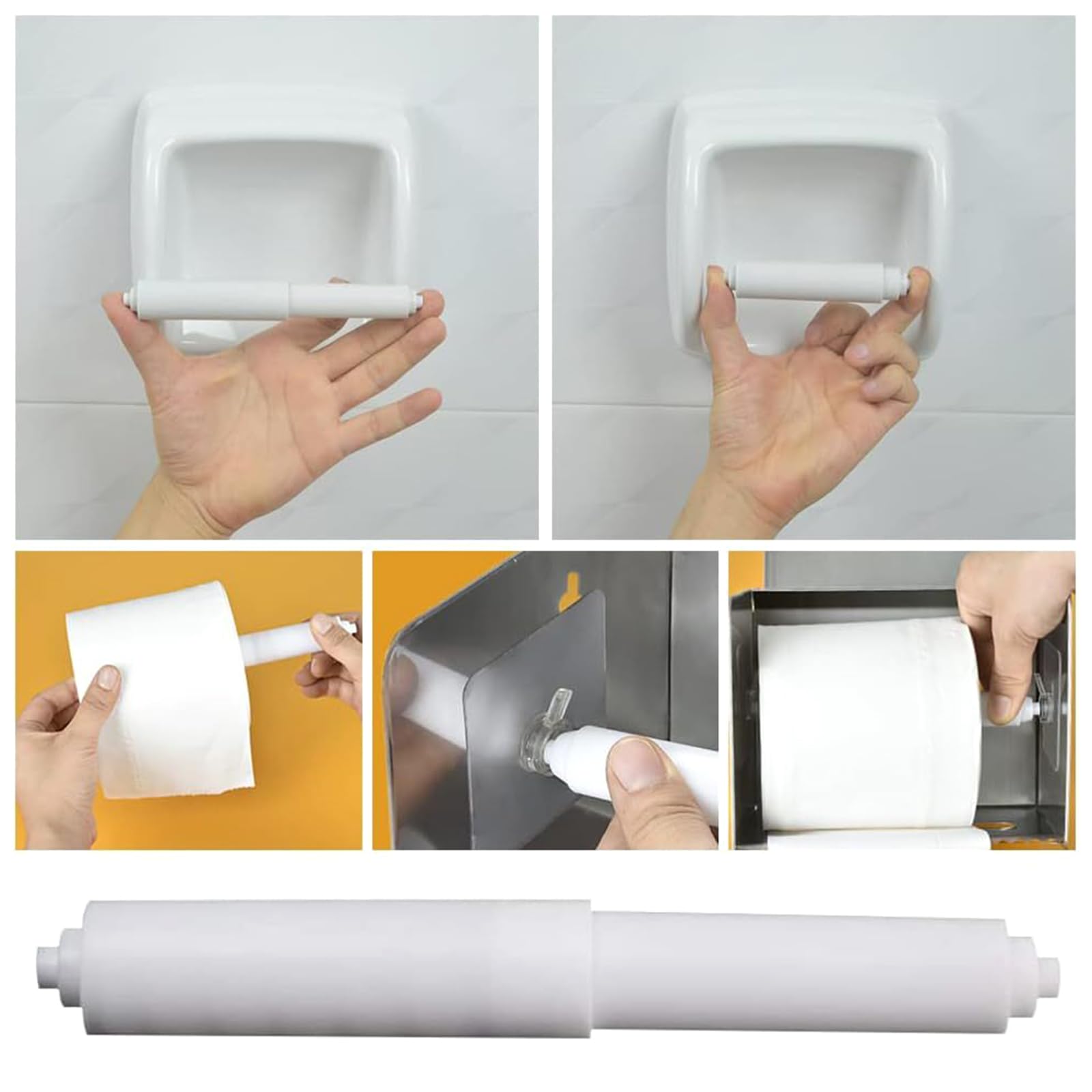 DIIOOMIEEU 3pcs Holder Roller Bathroom Paper Towel Retractable Spring Insert Replacement Rod for Spring Loaded Kitchen