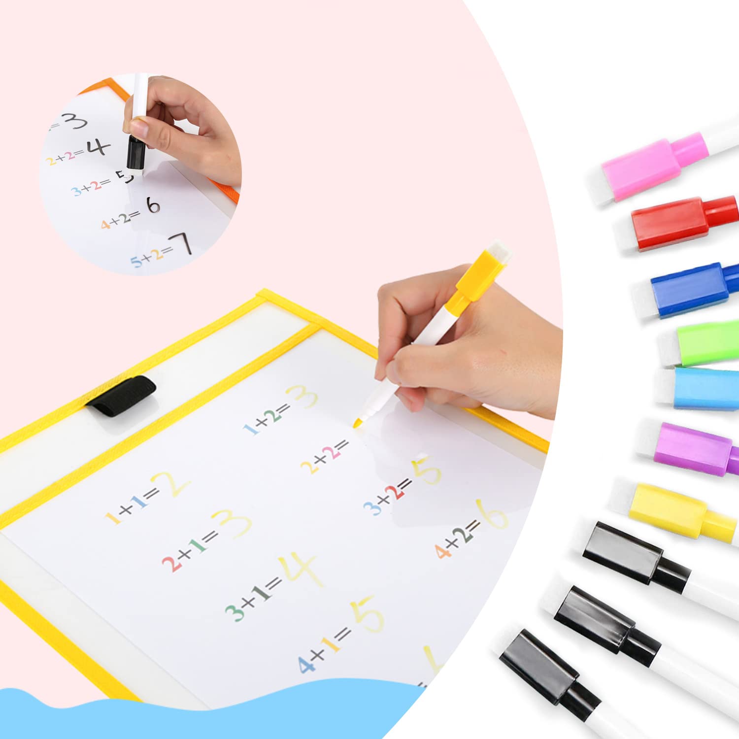 5 Herbruikbare Fiche-hoesjes A4-Papier | Dry Erase Pocket grote 36x26cm