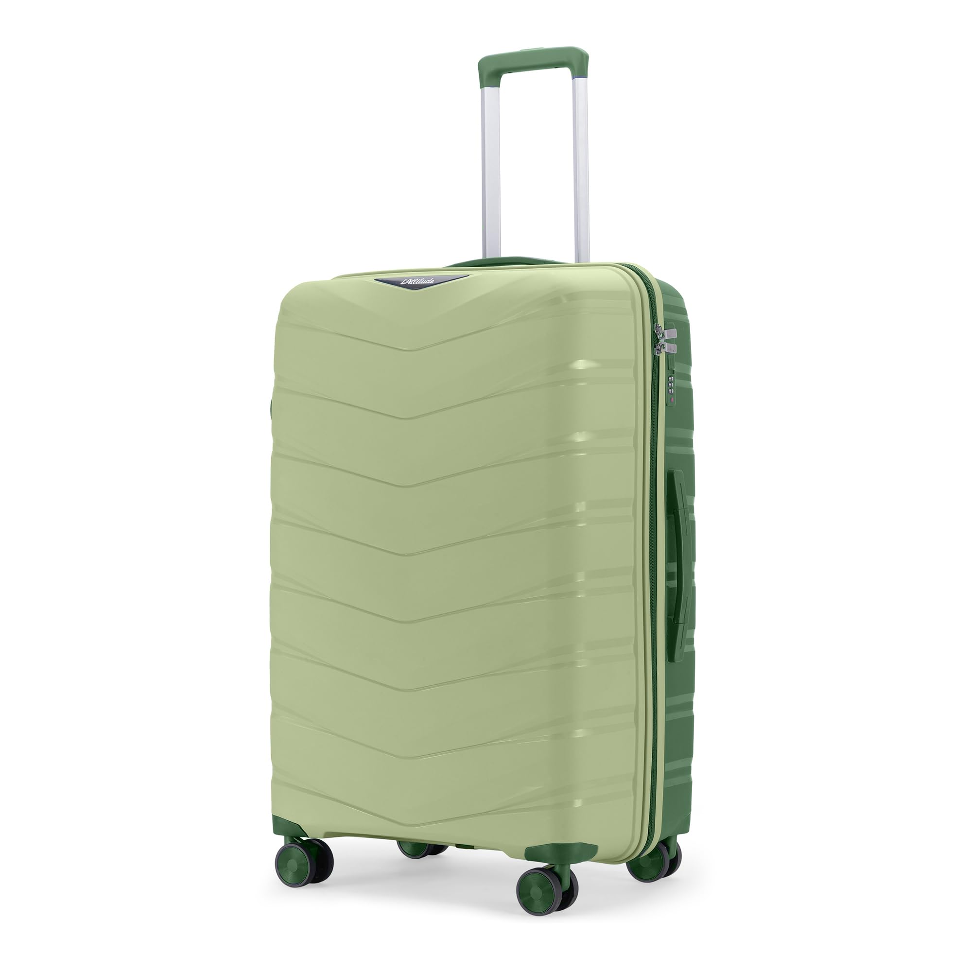 Axis Medium Check-in Suitcase 65 cm 24 inch Polypropylene Hard Trolley, 8 Spinner Wheels, 3-Pocket Convipack, Dual-Tone Shell, Recessed Number Lock Laser Green/Everglade Green