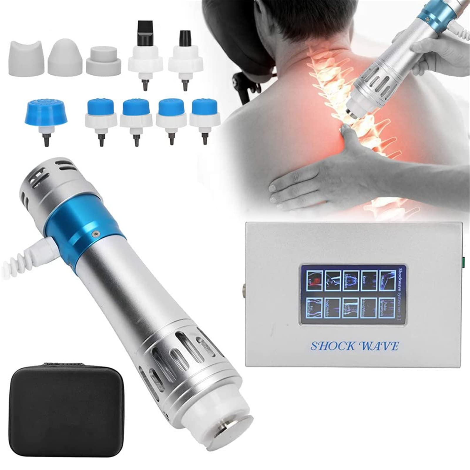 Portable Shockwave Therapy Machine, Electromagnetic ED Treatment Pain Relief Deep Muscle Massager, Relax Device for Neck Back Shoulder Foot