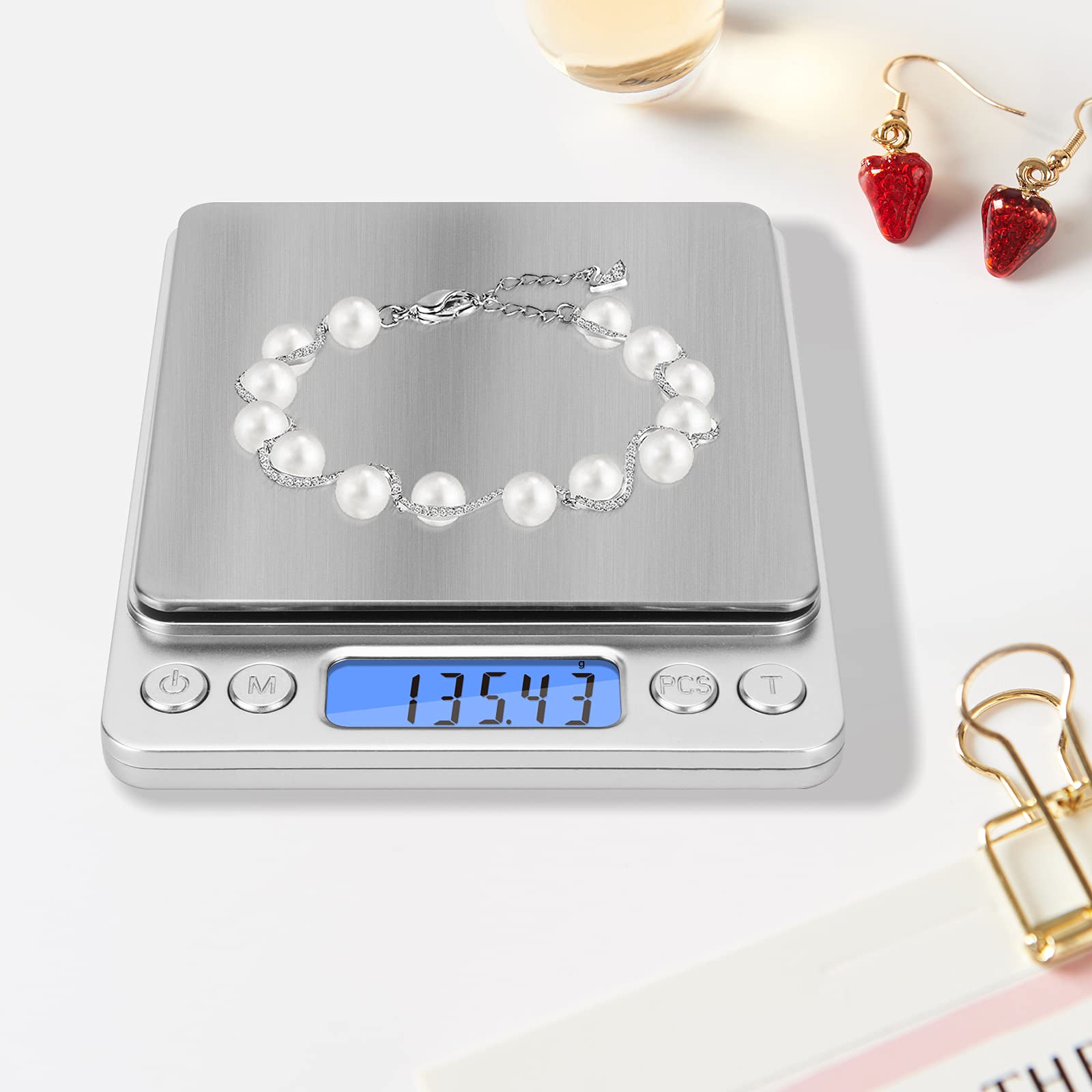 Gram Scale Digital Kitchen Scale Mini Pocket Pro Size 2000g x 0.1g with LCD Display Stainless Steel Platform for Cooking Baking Jewelry Weight Postal Parcel-image-46