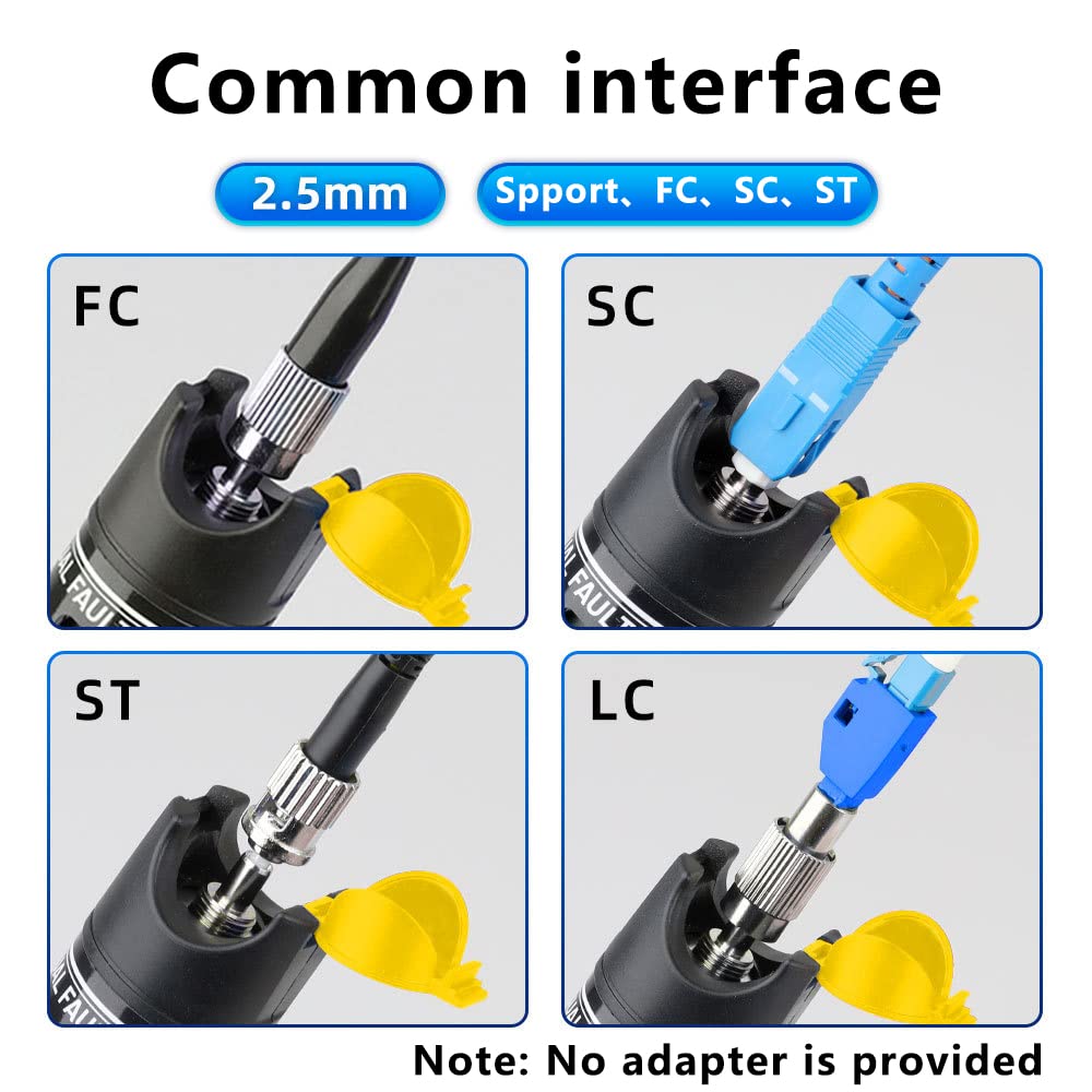 Tester per Fibra Ottica FTTH da 50 MW, localizzatore di guasti visivi Tipo Penna con Adattatore FC-LC, Luce per Fibra Ottica con Penna a Luce Rossa, Tester per Cavi ottici 50 km (Giallo)