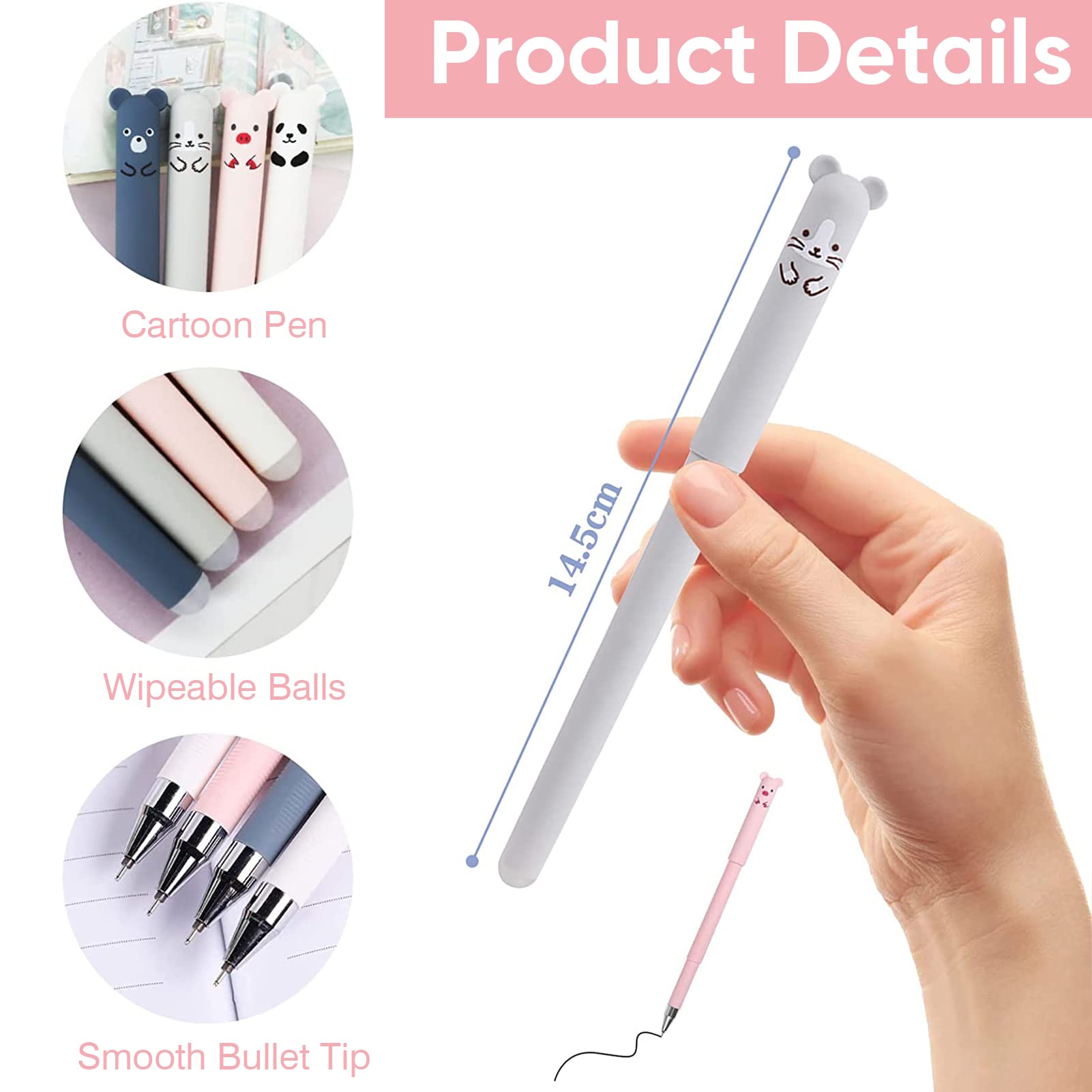 TaleMoon 12er Set Radierbare Gelstifte - Tier-Motive Mit 2 Farben