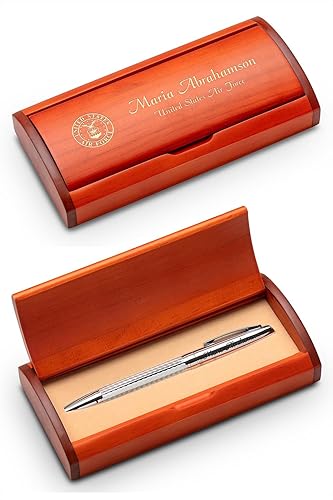 Executive Gift Shoppe | Bolígrafo personalizado con corte de diamante con caja de madera para la fuerza aérea | Tienda de regalos xecutive