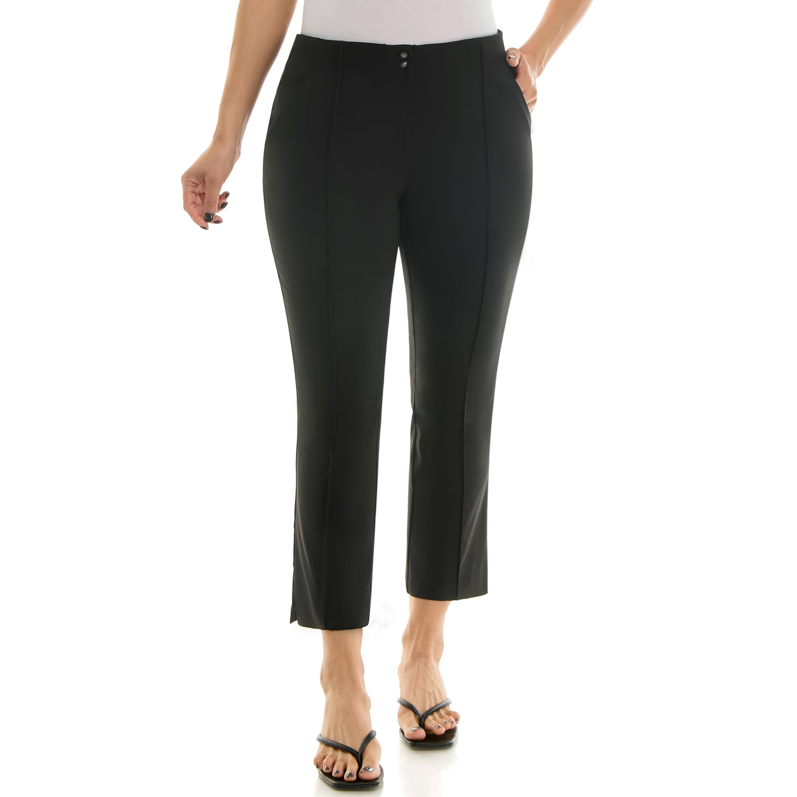 Zac Rachel Womens Double Button Fly Front Boot Cut Ankle Length Pant
