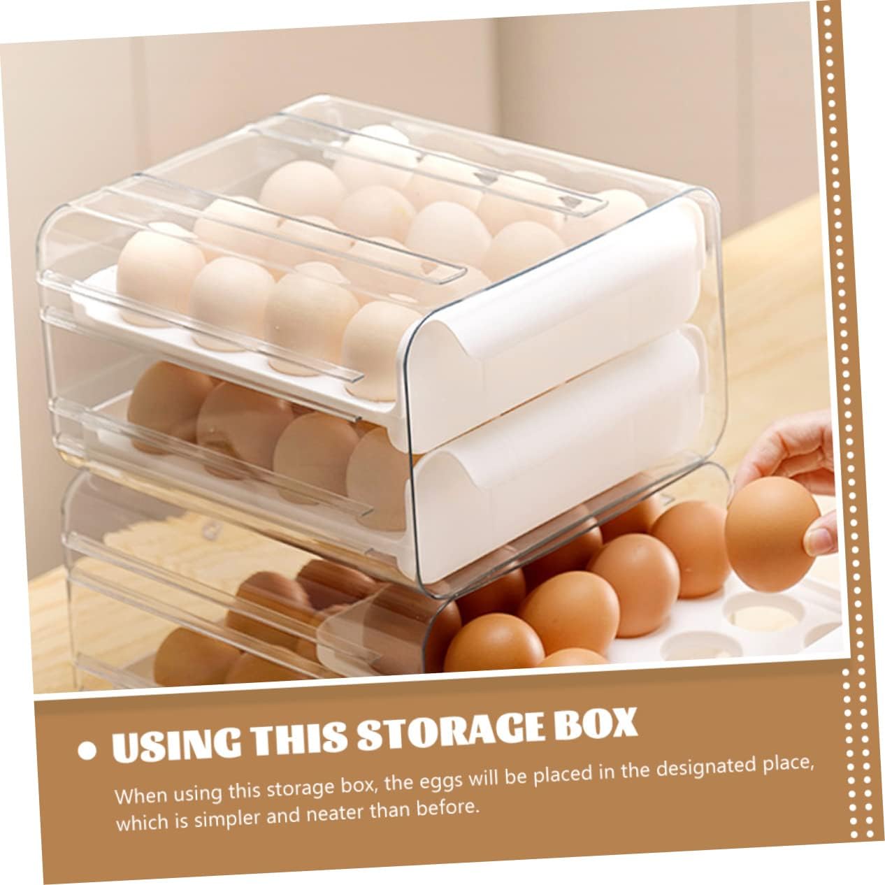 Mikinona Egg Holder Storage Drawer Organizer Bin Slot Double Layer Fridge Container for Safe Egg Storage Space-saving Design for Refrigerator Kitchen and Pantry Use