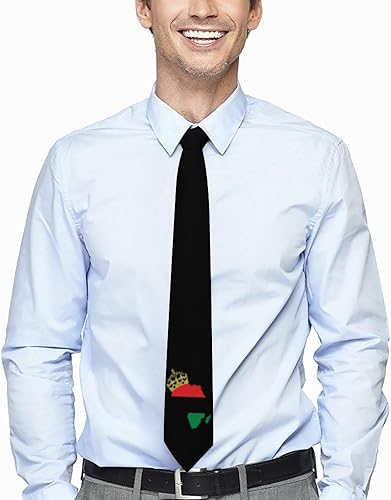 African American Pride Men's Neck Tie Classic Formal Necktie Color Print Design Gift for Wedding Business