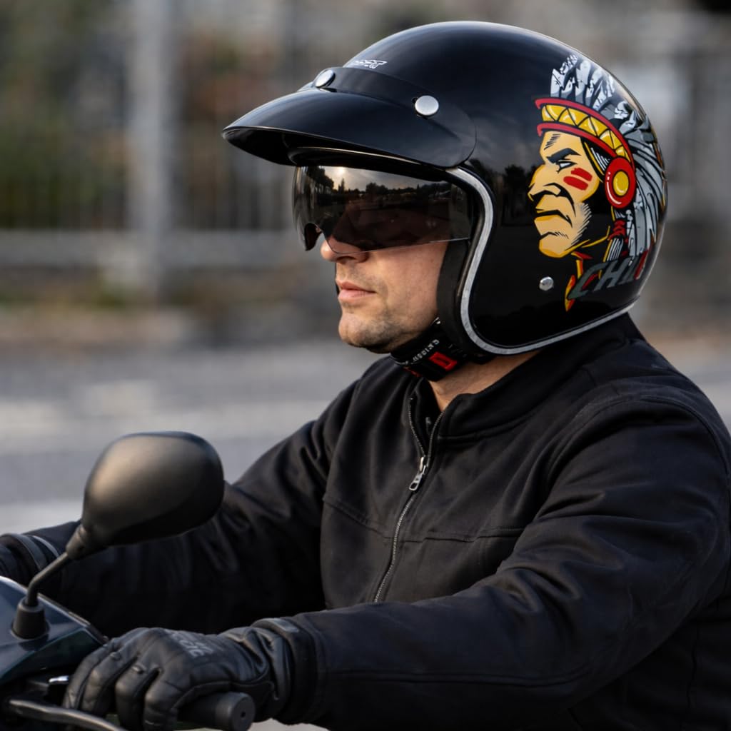 Casco Jet con Visera Cascos Abiertos Moto Scooter Certificado ECE