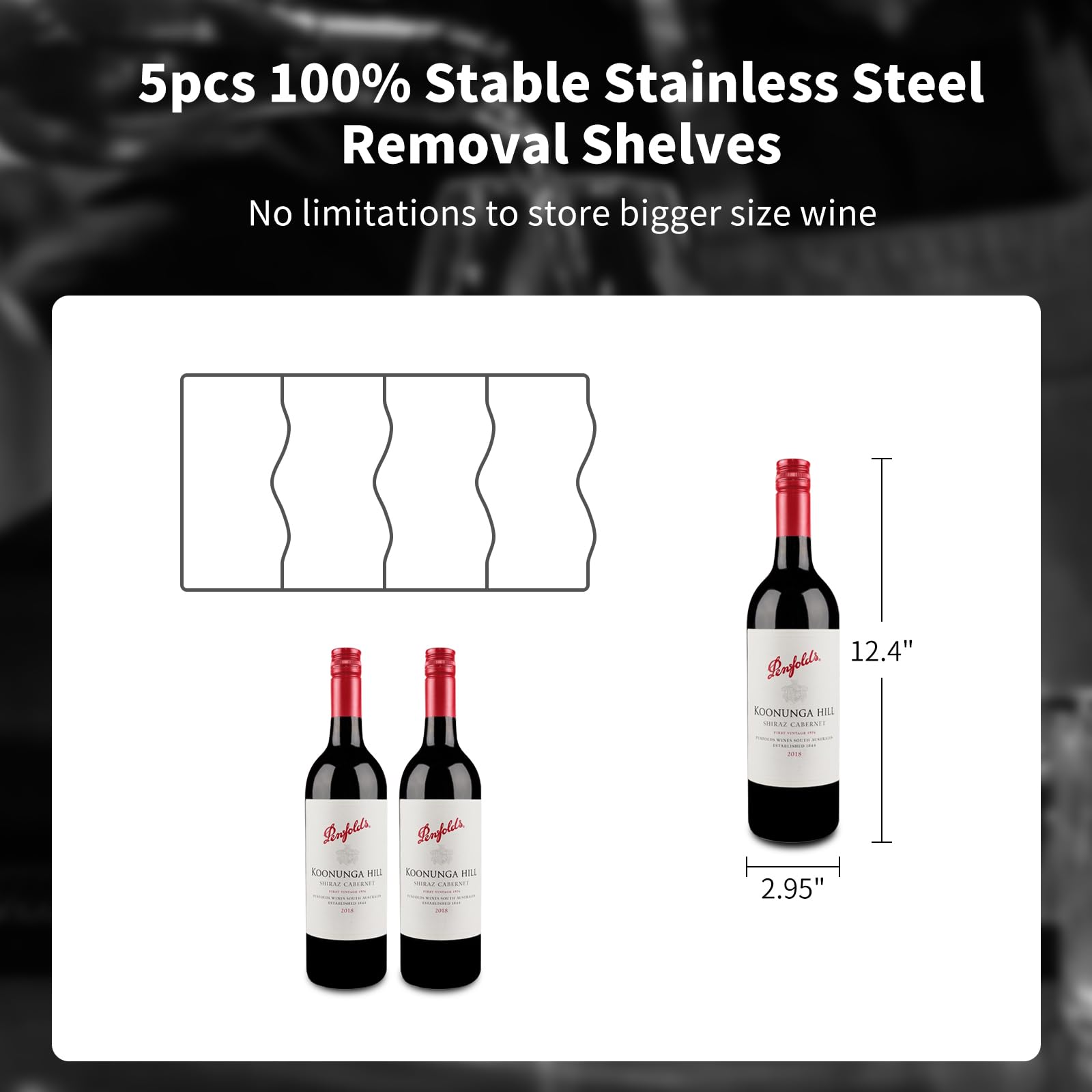 Vinecold 12 Bottle Black Wine Fridge,Freestanding Stainless Steel Small Wine Cooler For Red&White Wine,Wine Cooler Refrigerator 41°-64°F Digital Temperature Control Glass Door For Bar,Home Black on Fridge.com - View 6