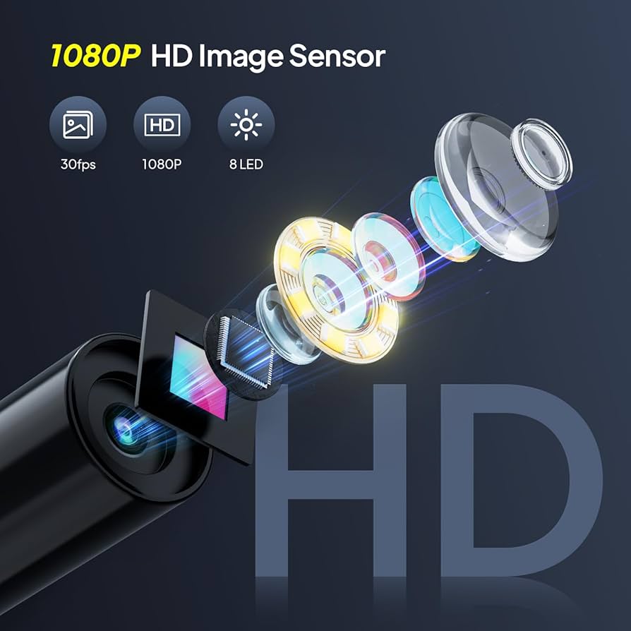 Endoscopio Industriale Romon 1080P - Telecamera Ispezione 8.2mm, Impermeabile IP67, Con LED Per Smartphone
