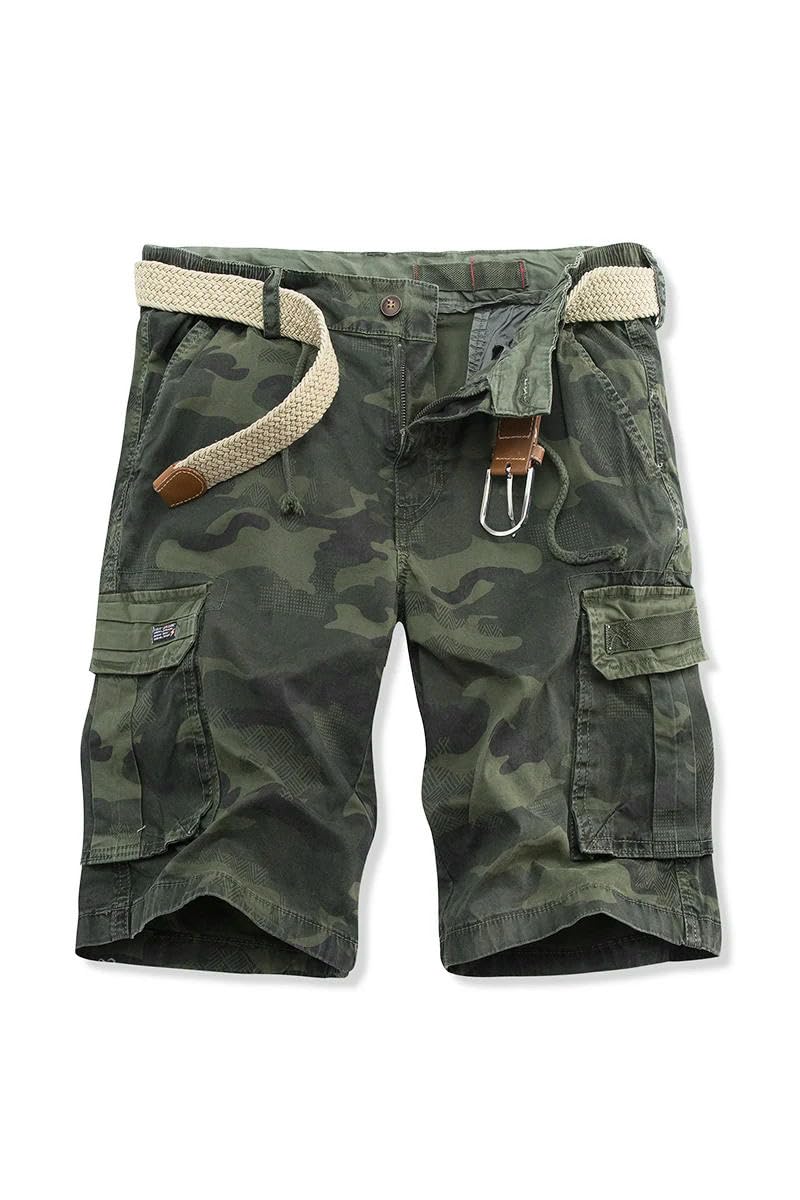 Pantalones cortos de verano para hombre, estilo táctico, camuflaje, color caqui, de algodón militar, casuales, sueltos, sin cinturón