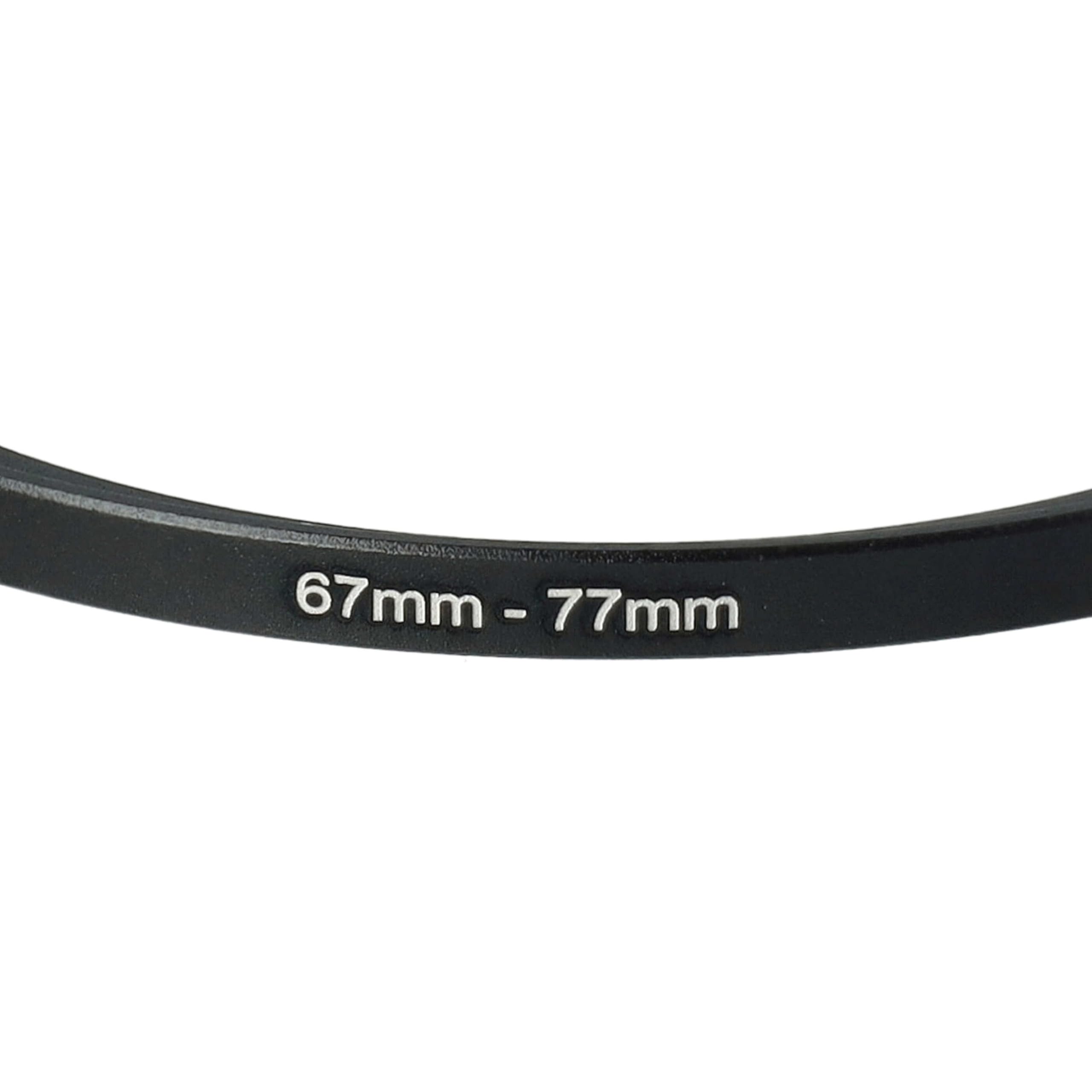 vhbw Adapter Step-Up Ring od 67 mm do 77 mm do obiektywu aparatu - adapter filtra, metal, czarny