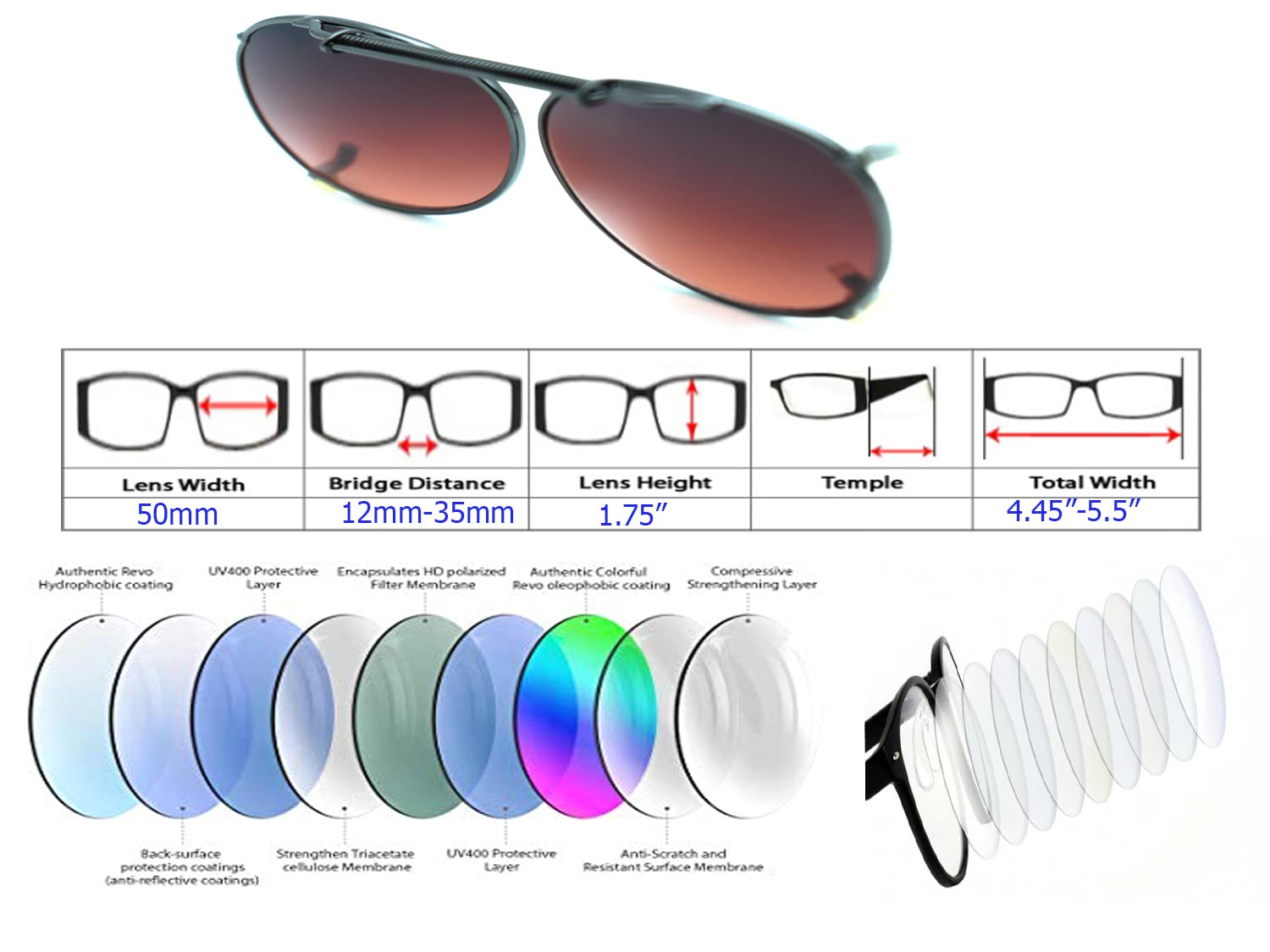 Color Viper Clip On, Flip Up, Adjustable Spring Clip on, Driving Lens, Lens very (F11F Large Size Round/Driving Lens Gunmetal)