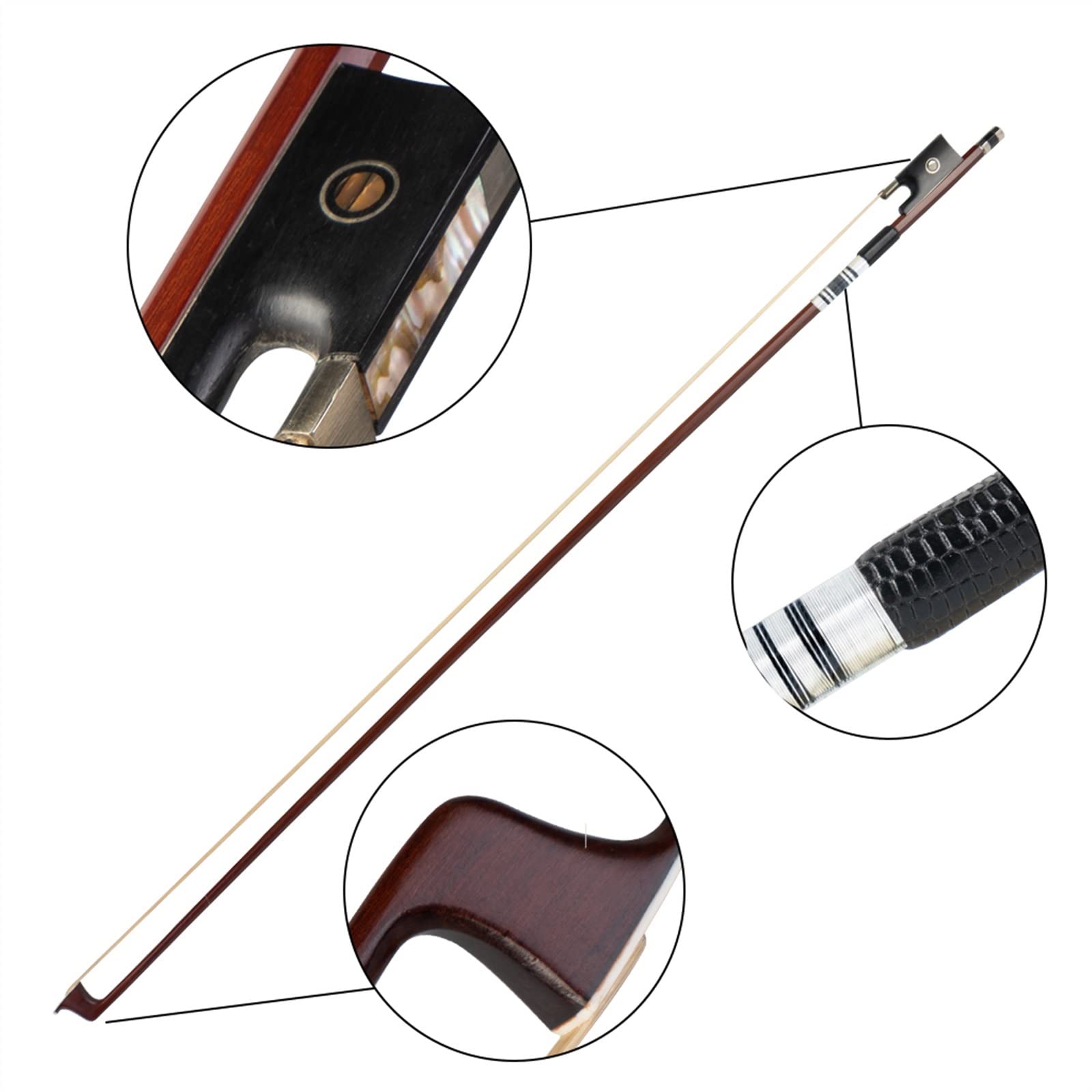 Professionale Violino Arco Bastone per Violino Concerto Livello 4/4 Violino Arco per Violino Bastone Ben bilanciato Crine di Ebano per Violino Acustico Elettrico