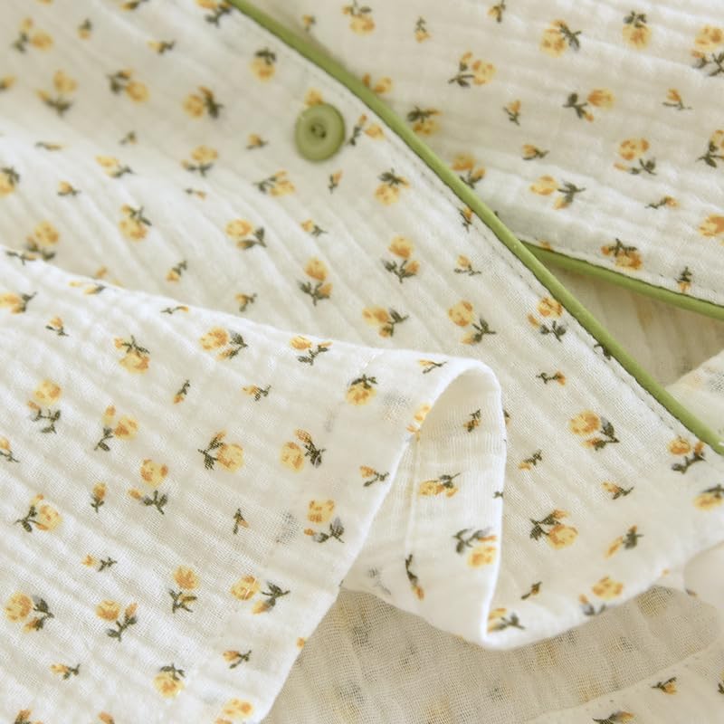 Image of codcm Womens 3pcs Cotton Pajamas Set Short Sleeve Sleepwear Fruit Print Cute Pj Set with Long Pants