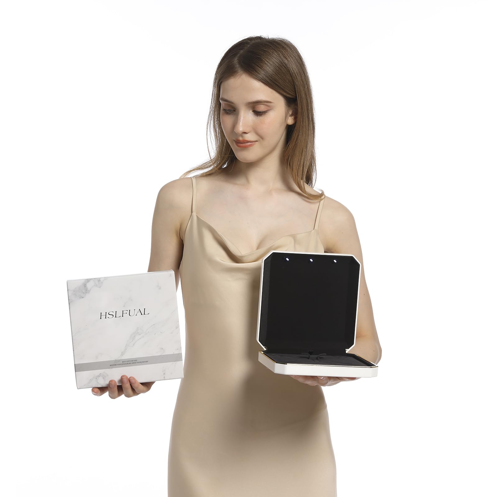 Scatola Portagioielli con LED per Collana – Astuccio Regalo Elegante con Interno in Velluto – Idea Regalo per Matrimonio, Compleanno, San Valentino, Festa della Mamma, Natale