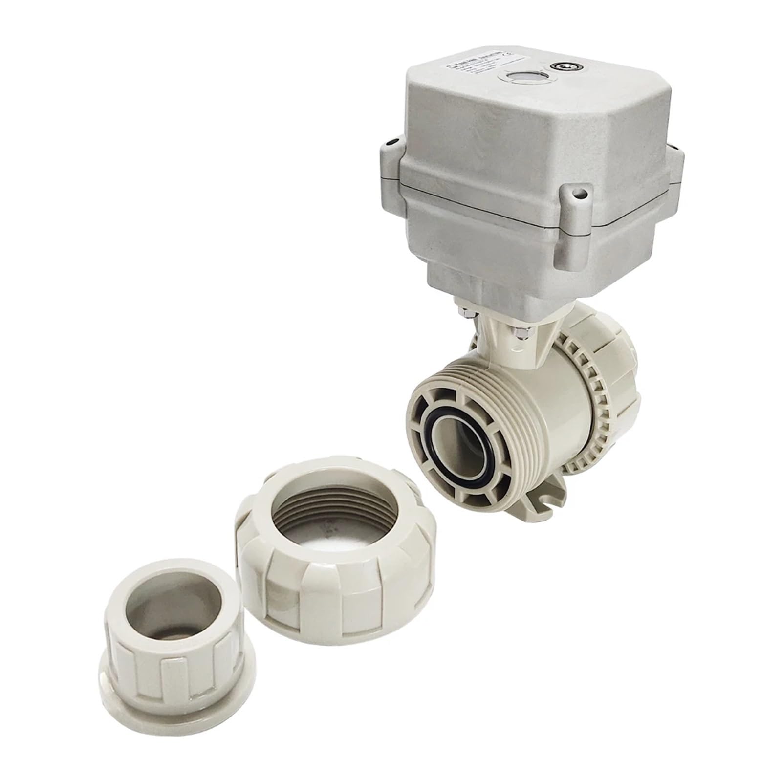 Válvula de Bola eléctrica de unión verdadera de UPVC DN50, DC12, DC24V, AC24V, Control automático for Suministro de Agua de Piscinas.(Glue END-AC24V-CR202)