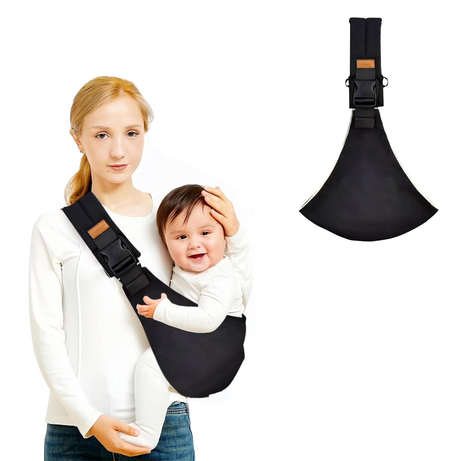 Baby Sling Carrier,Baby Carrier Newborn to Toddler,Adjustable and Lightweight Toddler Carrier(10-30lbs),Baby Sling with Safety Buckle(Cloth,Black)