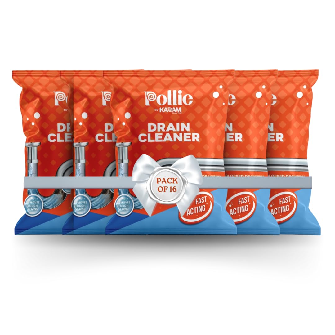 Pollie Drain Cleaner Powder (50g x 16 N) | Pollie Removes Blockages in Pipes, Sinks & Septic Tanks | Works within 20 minutes | Melts Grease & Dissolves Hair (Large, 16, count) (B0CM3QYWQL) Amazon Price History, Amazon Price Tracker