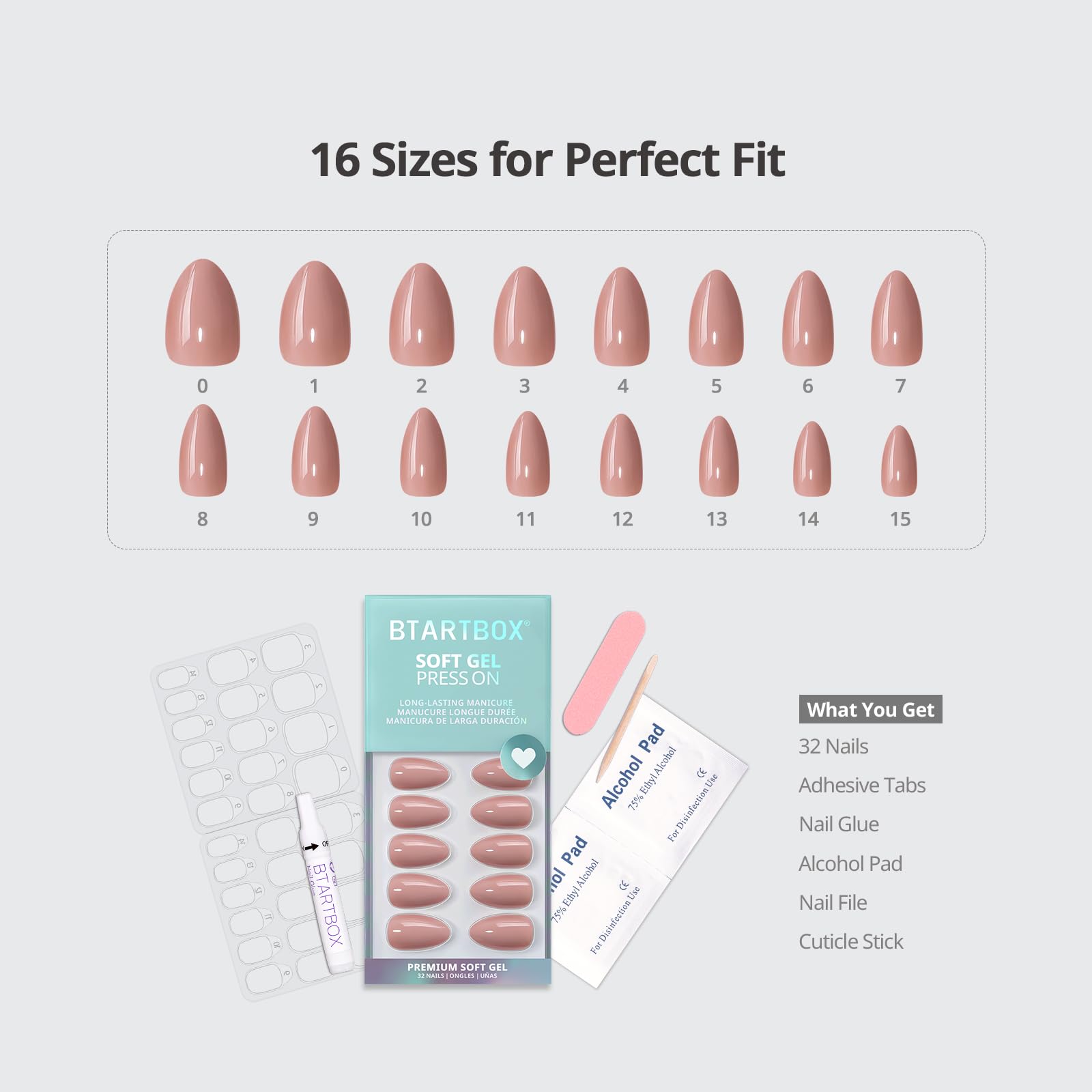 BTArtbox Press On Nails French Tips - 32 Pcs Short Square False Nails With Nail Glue and Adhesive Nail Tabs, No Fade Out Stick On Nails in 16 Sizes, Soft Gel Fake Nail for Women, Classic White — view 157