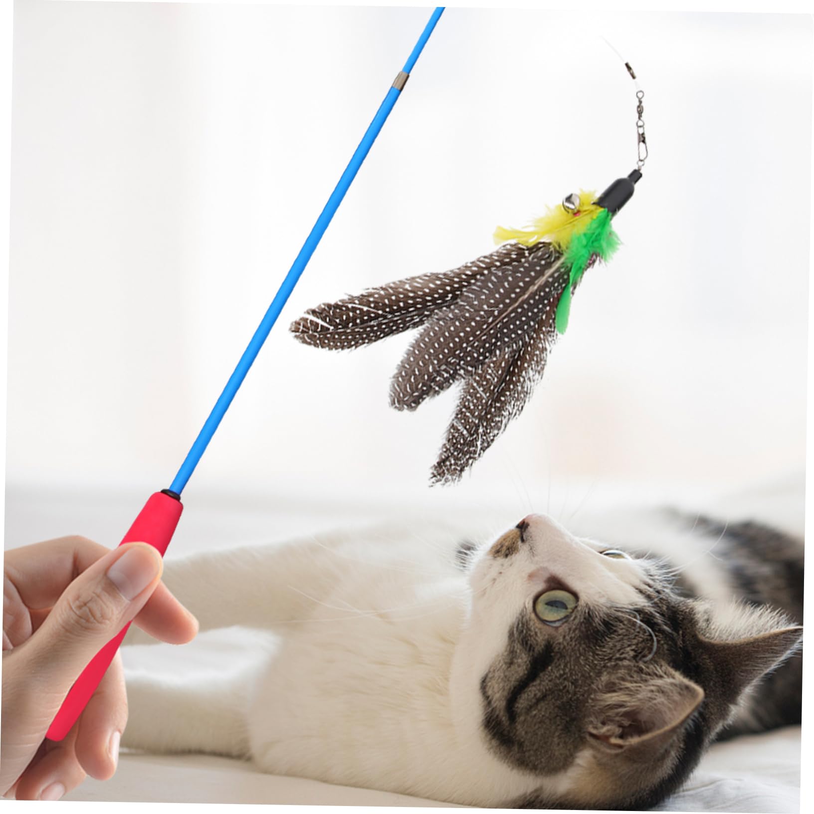 SUPVOX 4ensembles Canne Télescopique pour Chat avec Tête De Teasing De Jouets Interactifs pour Chats Stimule Instinct De Chasse Et Favorise Le Lien avec Votre Animal
