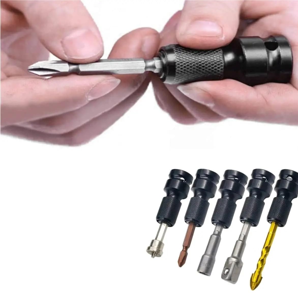 1/2 kwadratowy napęd na 1/4 sześciokątny żeński Adapter gniazda konwerter uchwytu wiertarskiego wiertarka Zestaw przedłużek(1Piece)
