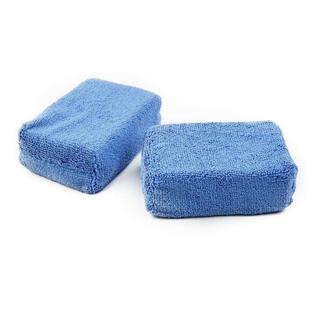 Esponja aplicadora de microfibra para lavado de coche, 12 cm x 8 cm x 3,5 cm, azul, 4/8 unidades
