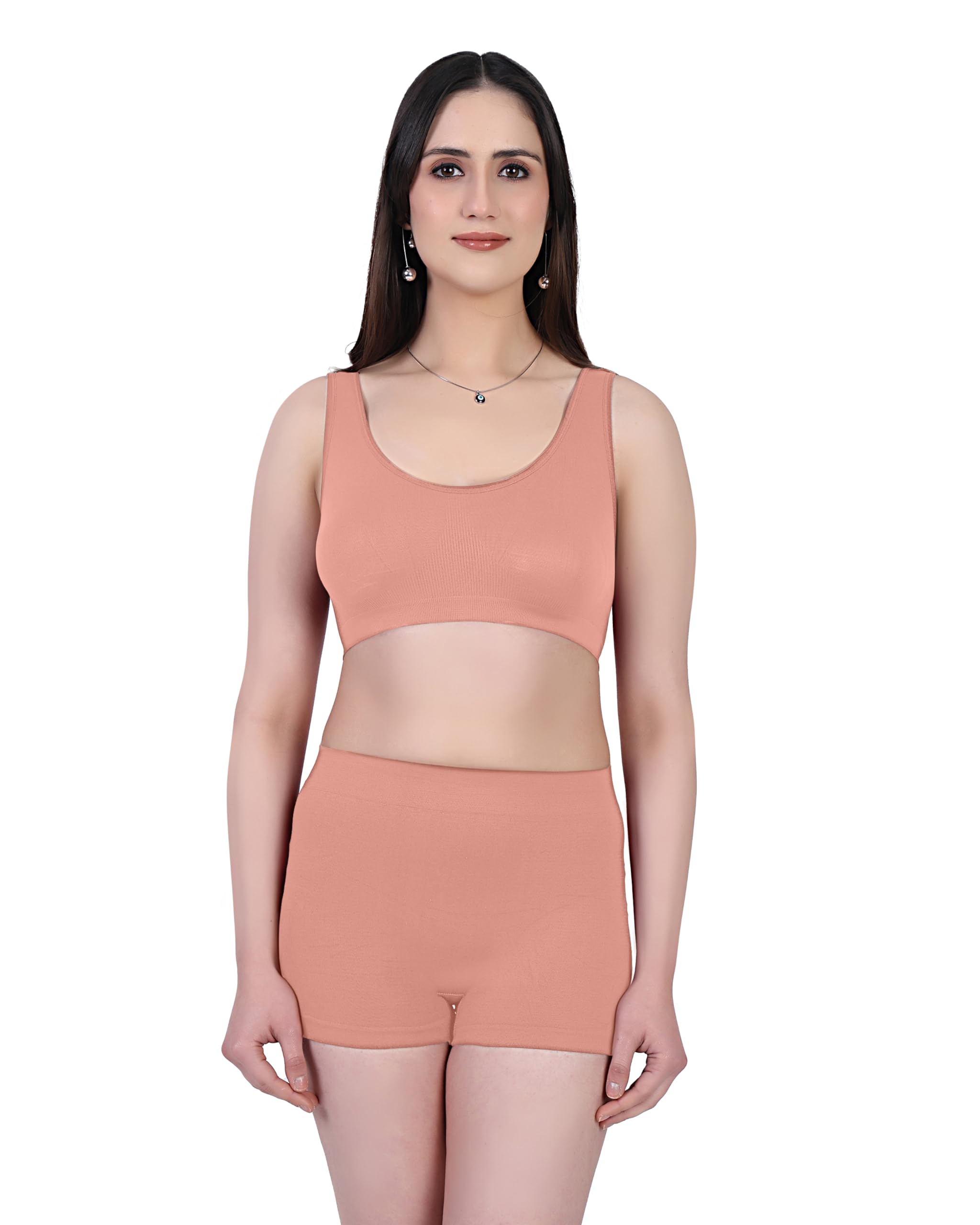 Women’s Seamless Non-Padded Sports Bra & Boyshort Panty Set-picture-39