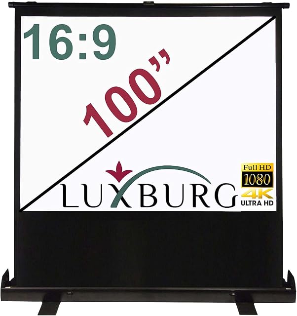 LUXBURG 60" - 100" Full HD 3D Portable Freestanding Floor Pull-up Projector Projection Screen (80" 16:9-177x100cm)