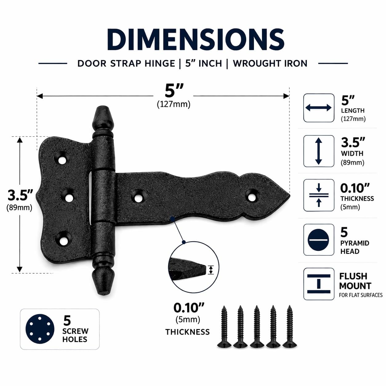 12,5 cm zawias do drzwi z kutego żelaza kolonialny antyczny design produkcja dostaw renowatora