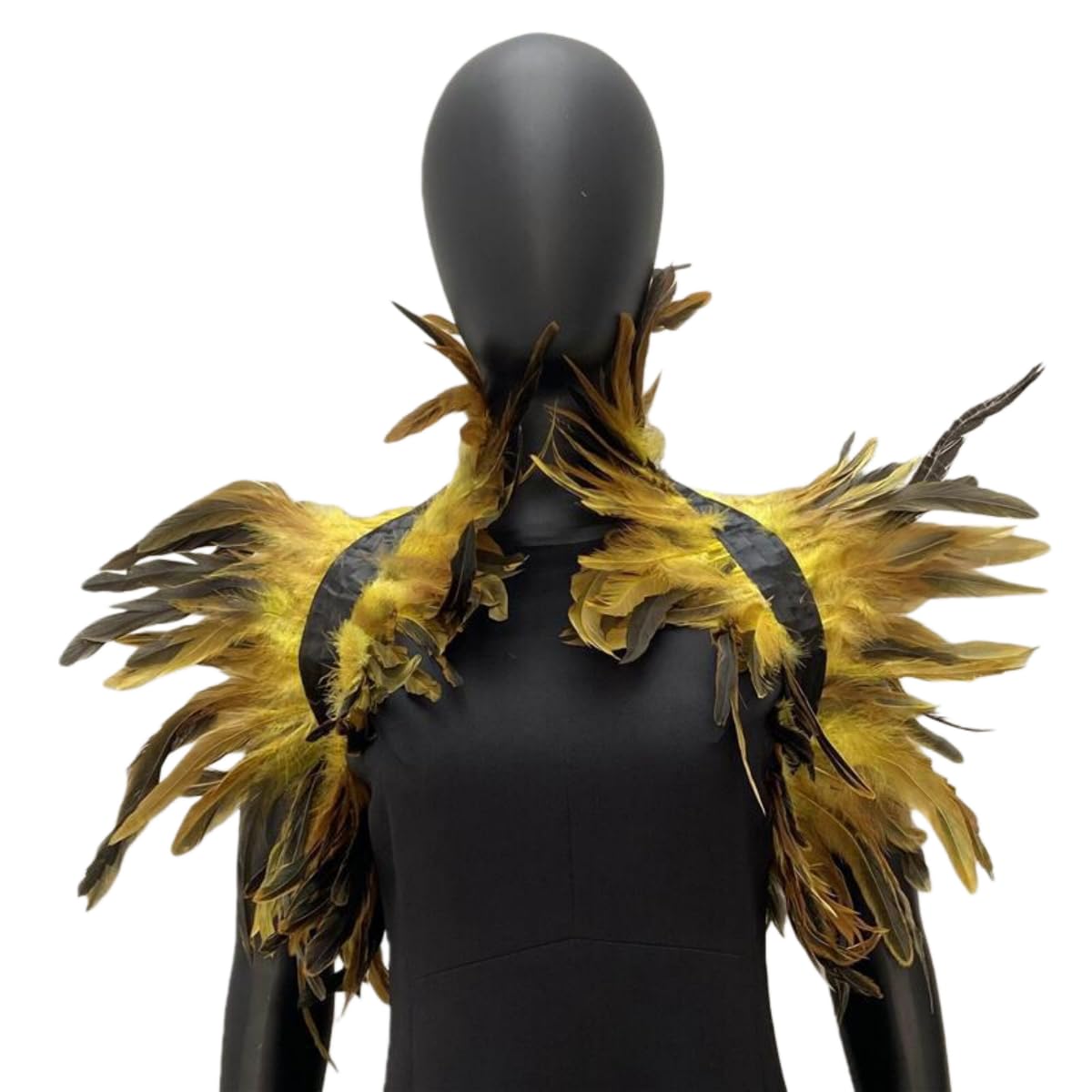 Gothic Feather Shrug Shawl Collar Necklace Halloween Costume, Womens Crow Costume Lace-up Collar Cloak Cape Fancy Dress Stole Scarf for Halloween Cosplay Christmas Party Dress Up Accessory (A03)